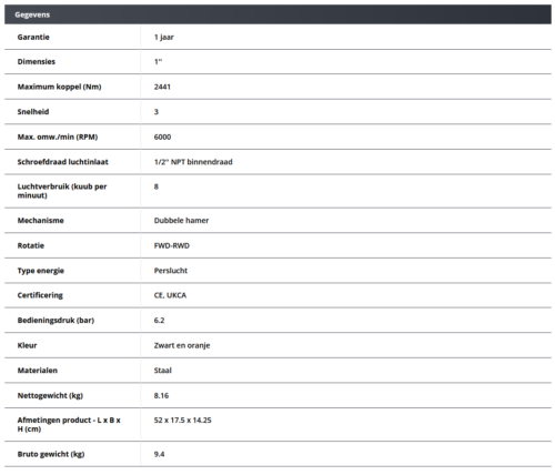 impulse 1" slagmoersleutel 2441 Nm - Afbeelding 4